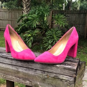 Banana Republic Fuchsia Suede Block Heel Pumps